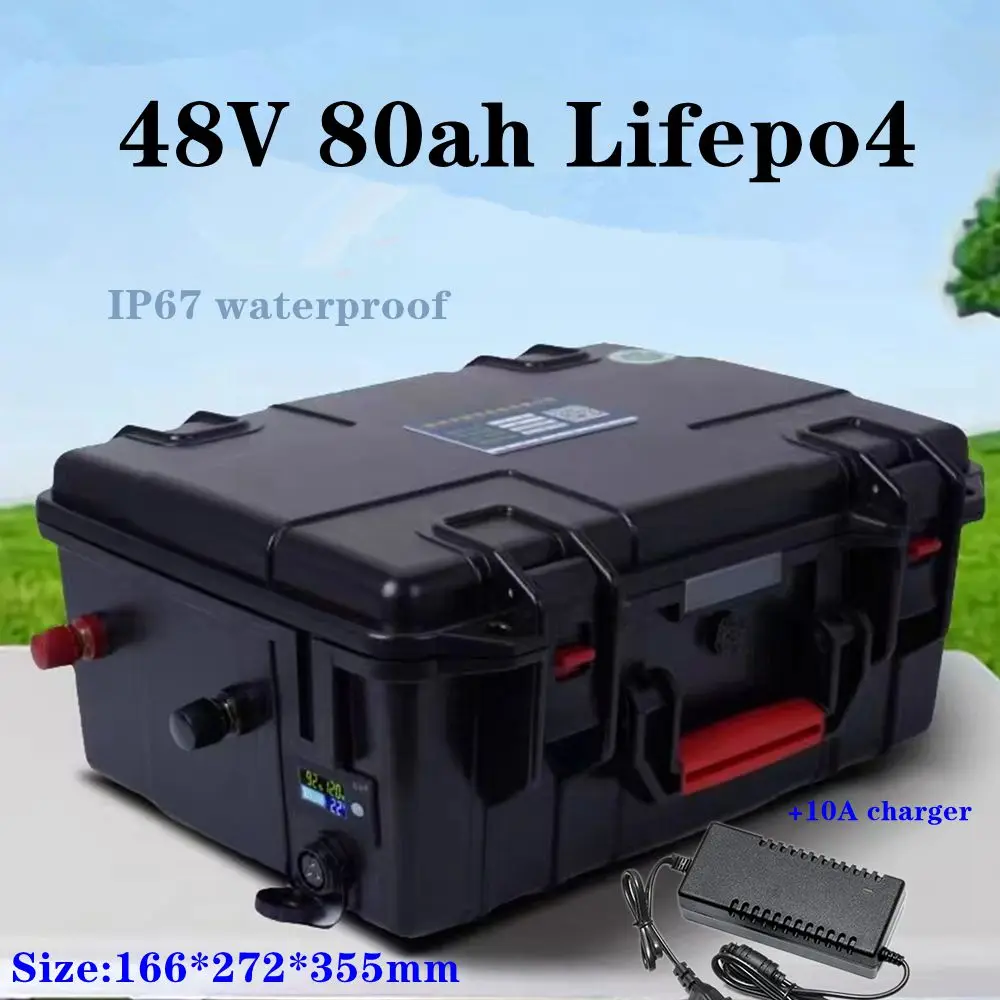 IP67 waterproof 48V 80Ah Lifepo4 48v Lifepo4 battery with BMS for 4000w 3000w trolling motor golf cart Propeller+10A charger
IP67 waterproof 48V 80Ah Lifepo4 48v Lifepo4 battery with BMS for 4000w 3000w trolling motor golf cart Propeller+10A charger