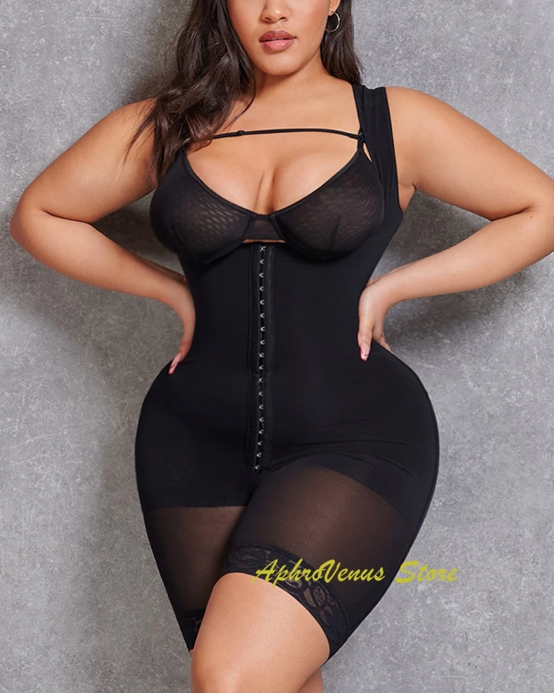 

Fajas Colombianas Reductora Contrast Mesh Shapewear Bodysuit Women Corset Strong Compression Garment Post Liposuccion