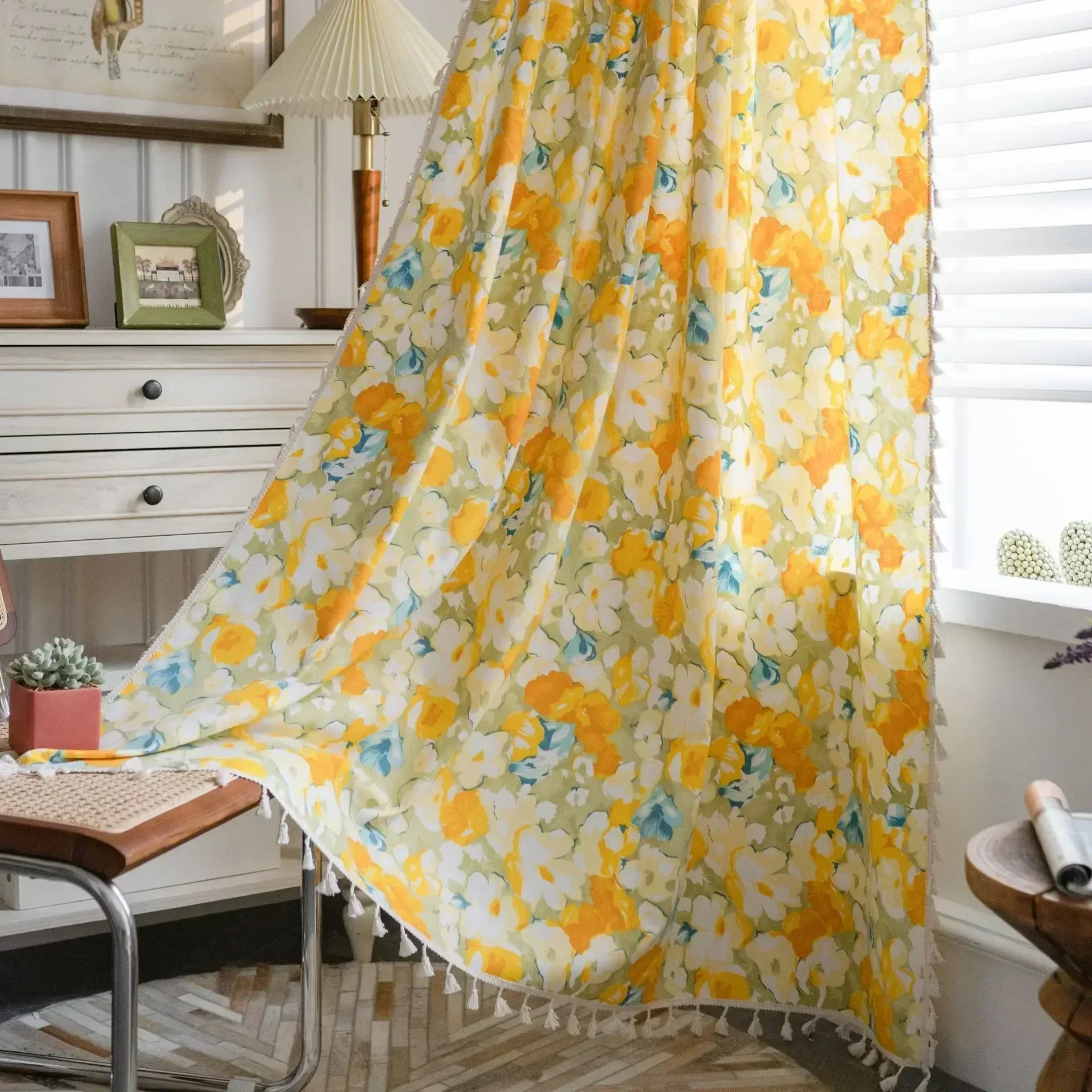 

21190-STB-cotton linen curtain semi shading curtain yarn plain balcony curtain custom living room