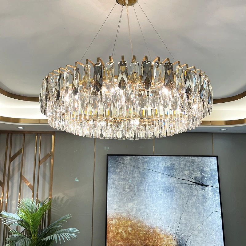 

Post Modern Crystal Round Ceiling Chandelier Hanging Light For Home Decor Living Room Dinning Room Luxury Suspension Luminaire