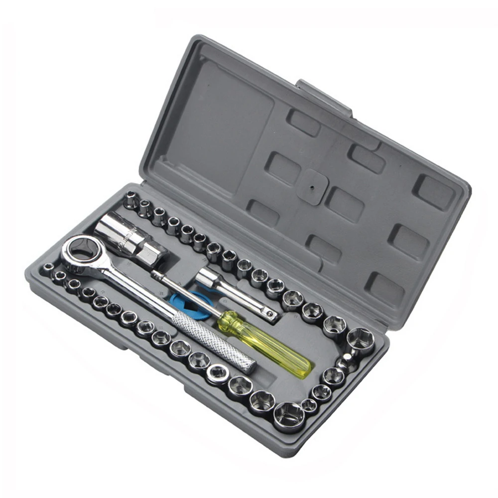 

F50 Socket Spanners Set of End Heads 40 Pcs Sleeve Car Repair Tool Ratchet Set Torque Wrench Combination Set Key Vanadium Steel