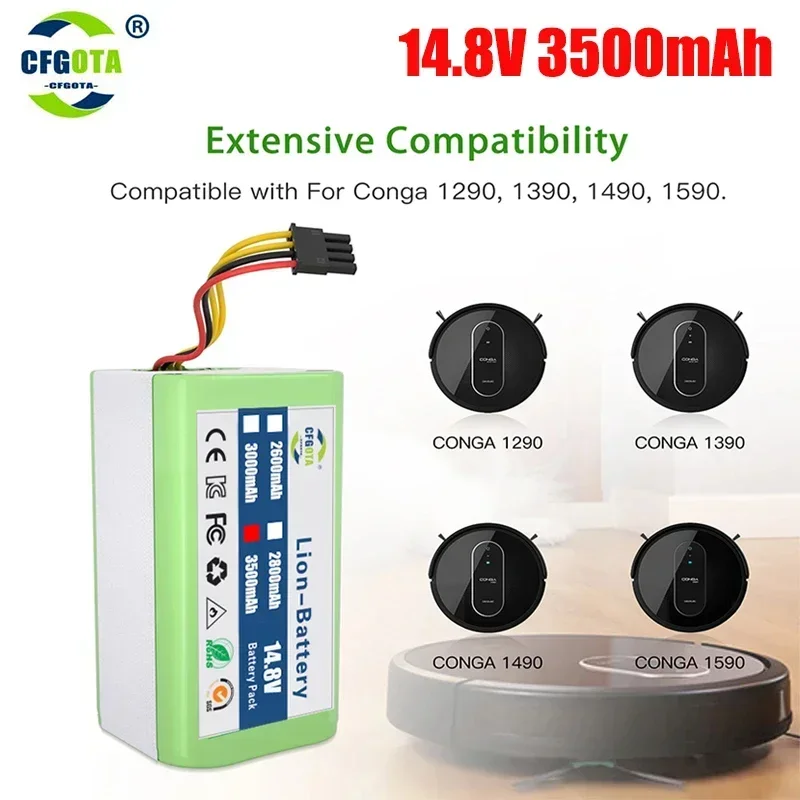 100% New 14.8V 3500mAh Lithium-ion Battery For Cecotec Conga 1290 1390 1490 1590 Robot Vacuum Cleaner Battery Gutrend Echo 520
100% New 14.8V 3500mAh Lithium-ion Battery For Cecotec Conga 1290 1390 1490 1590 Robot Vacuum Cleaner Battery Gutrend Echo 520