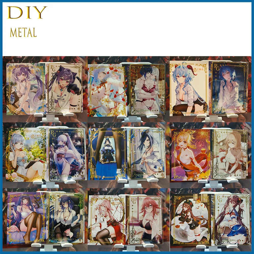 

QJL Anime Goddess Story DIY ACG Sexy Metal Card Yae Miko Keqing Paimon Beelzebul Boy Games Toys Christmas Birthday Gifts