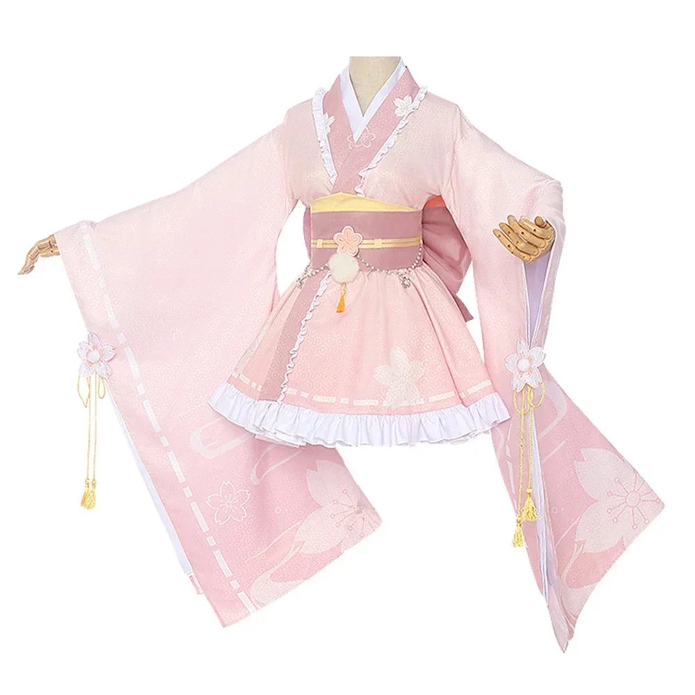 

Anime My Hero Academia OCHACO URARAKA Halloween Cosplay Costume Women Pink Kimono Lolita Dress Outfits