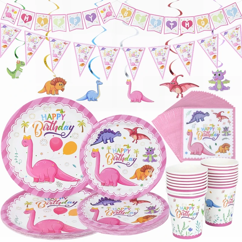 Pink Dinosaur Party Disposable Tableware Dino Paper Plates Cups Napkins Cake Topper Girls Birthday Party Baby Shower Decorations
Pink Dinosaur Party Disposable Tableware Dino Paper Plates Cups Napkins Cake Topper Girls Birthday Party Baby Shower Decorations