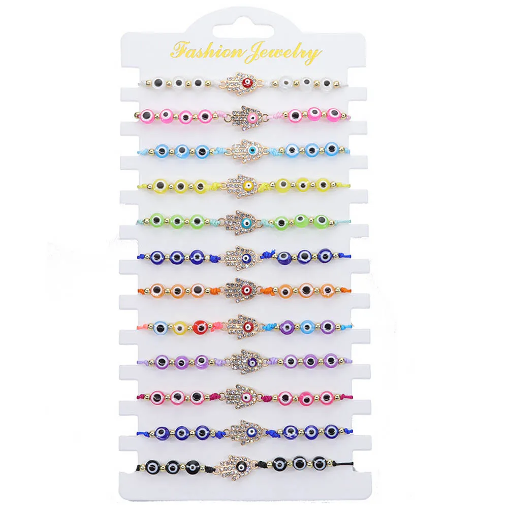 

12Pcs/Lot WholeSale Devil Eye Bracelet Mixed Style For Women Kids Handmade Rope Thread Conch Friendship Jewelry Gift