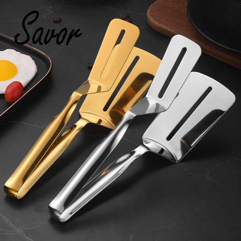 

Stainless Steel Steak Clip Pancake Barbecue Spatula BBQ Tongs Frying Fish Bread Household Kitchen Tool