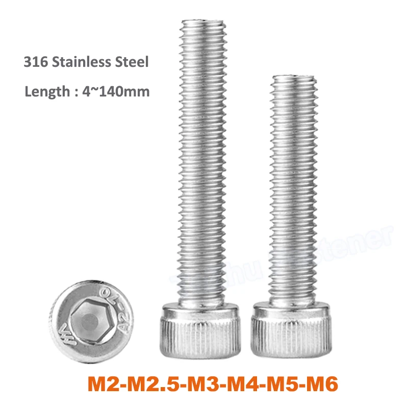 2-20pc Allen Screw DIN912 M2 M2.5 M3 M4 M5 M6 316 Stainless Steel Hexagon Hex Socket Cap Head Screw Bolt Machine Screw L=4-140mm
2-20pc Allen Screw DIN912 M2 M2.5 M3 M4 M5 M6 316 Stainless Steel Hexagon Hex Socket Cap Head Screw Bolt Machine Screw L=4-140mm