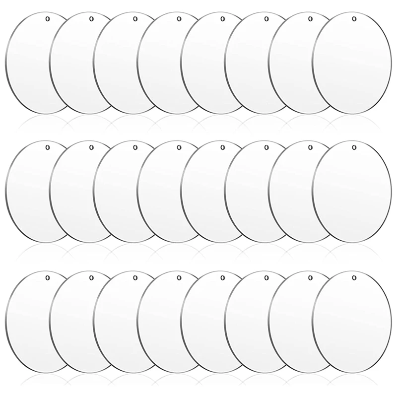 

24 Pieces 3 Inch Acrylic Keychain Blanks Circles Clear Disc Ornaments Blanks With Hole Circle Discs For DIY Keychain