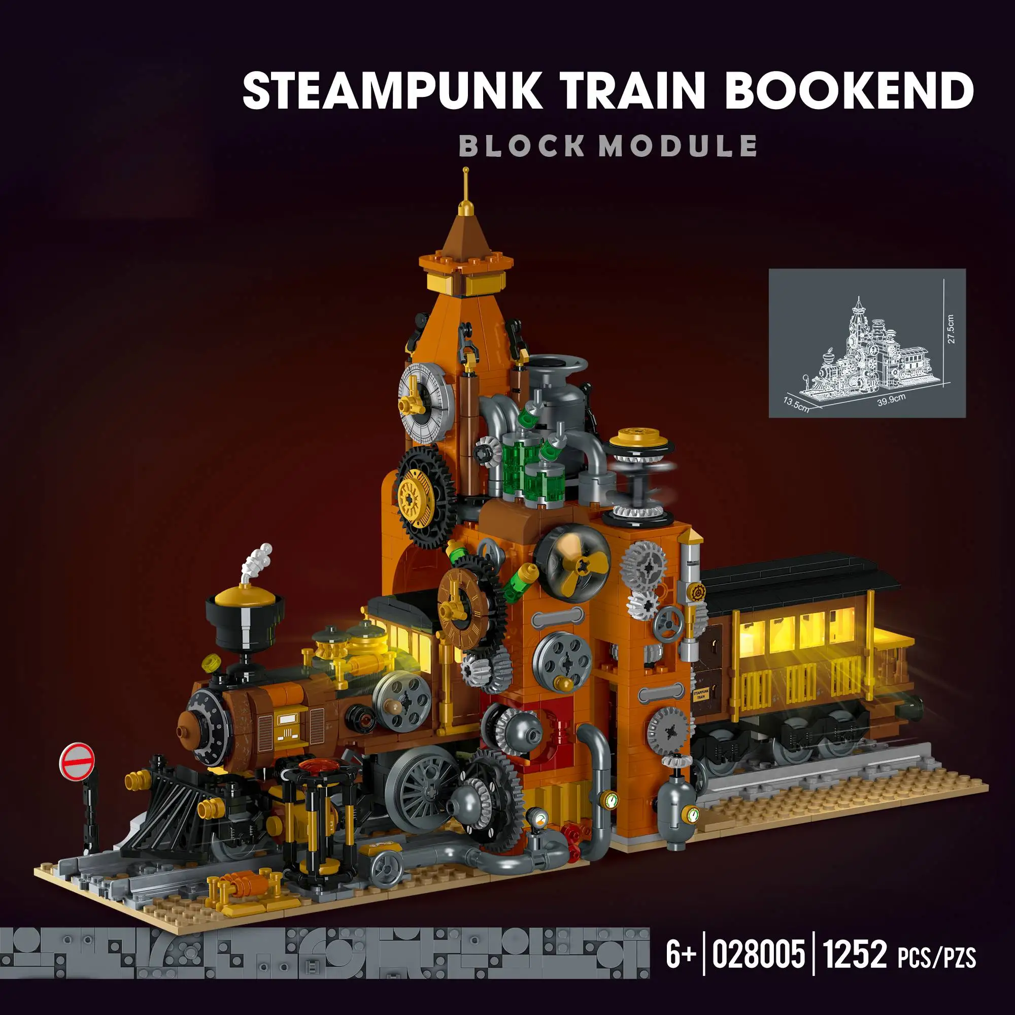 1252PCS 2024 New Steampunk Train Bookend Model With Light Educational Building Blocks Brick Childrens MOC Toys Birthday Gifts 1252PCS 2024 New Steampunk Train Bookend Model With Light Educational Building Blocks Brick Childrens MOC Toys Birthday Gifts