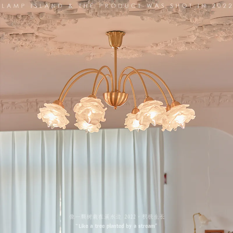 Modern French retro all copper rose chandelier, bedroom, living room, study, American European light luxury lighting fixtures
Modern French retro all copper rose chandelier, bedroom, living room, study, American European light luxury lighting fixtures