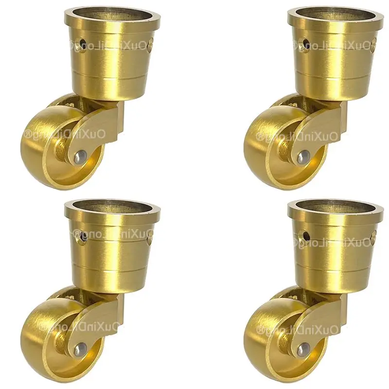 

4PCS 1.25Inch Pure Brass Furniture Casters Universal Swivel Runners Rollers Table Chair Sofa Feet Wheel Protect Furniture Pulley