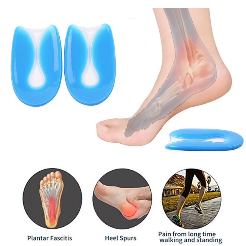 

Silica Gel Heel Cup Pad Soft Elasticity Foot Care Protector Men Women Outdoor Sport Insert Soles Shock Absorption Half Insoles