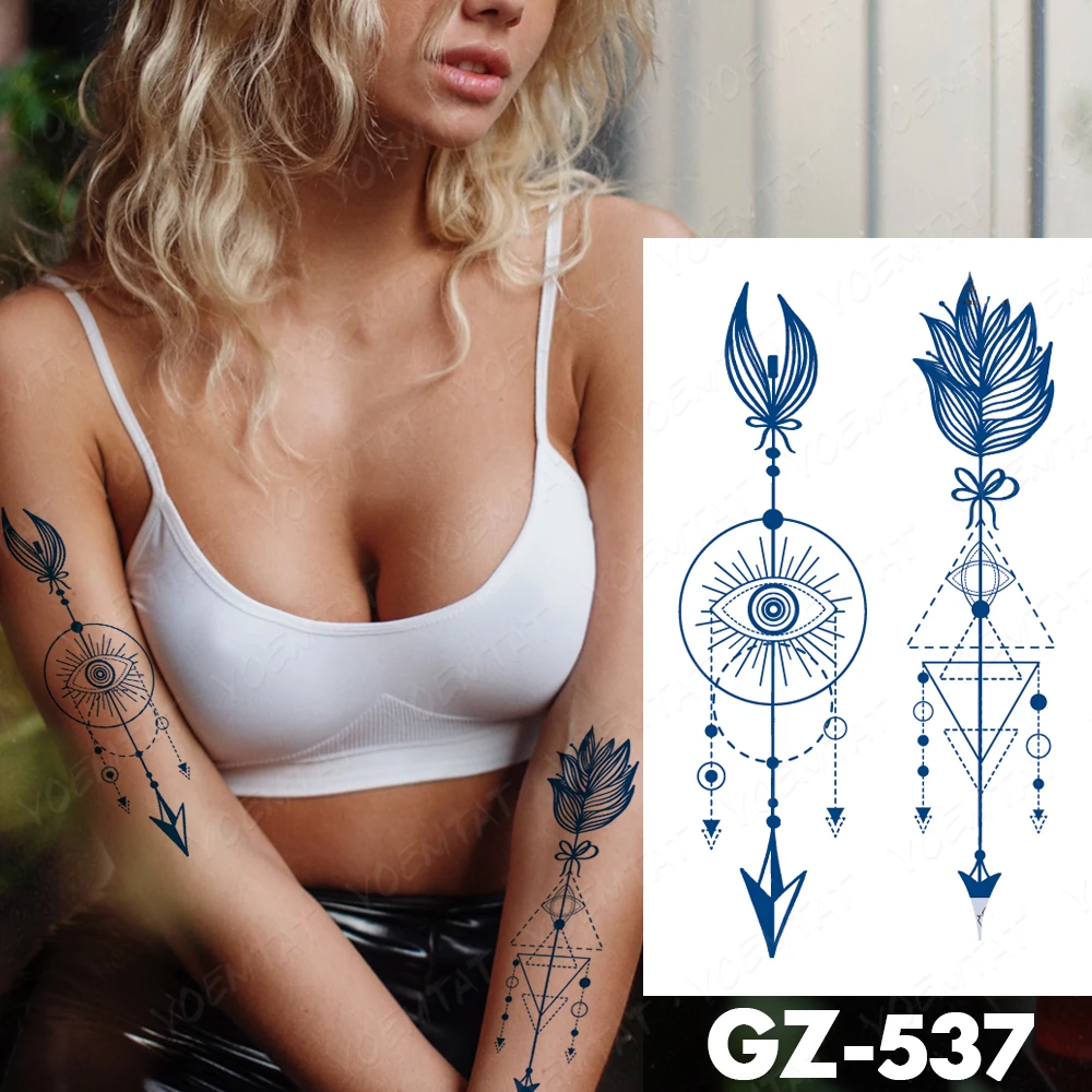 Semi-Permanent Waterproof Temporary Tattoo Stickers Feather Eye Totem Genipin Herbal Juice Lasting Ink Fake Arm Geometry Tatoo
Semi-Permanent Waterproof Temporary Tattoo Stickers Feather Eye Totem Genipin Herbal Juice Lasting Ink Fake Arm Geometry Tatoo