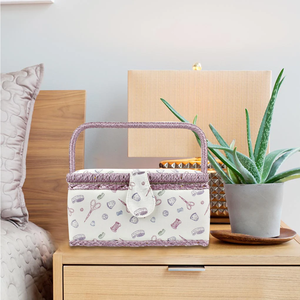 Vintage Sewing Basket Printing Sewing Tools Storage Box with Built-in Pin Cushion and Interior Pocket
Vintage Sewing Basket Printing Sewing Tools Storage Box with Built-in Pin Cushion and Interior Pocket