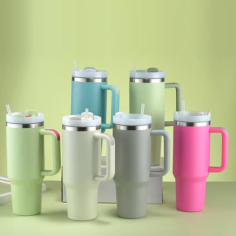 

Water Bottles 40oz Second Generation Handle Cup Large Ice Cup Heat And Cold Insulation Stainless Steel Vacuum Cup With Straw