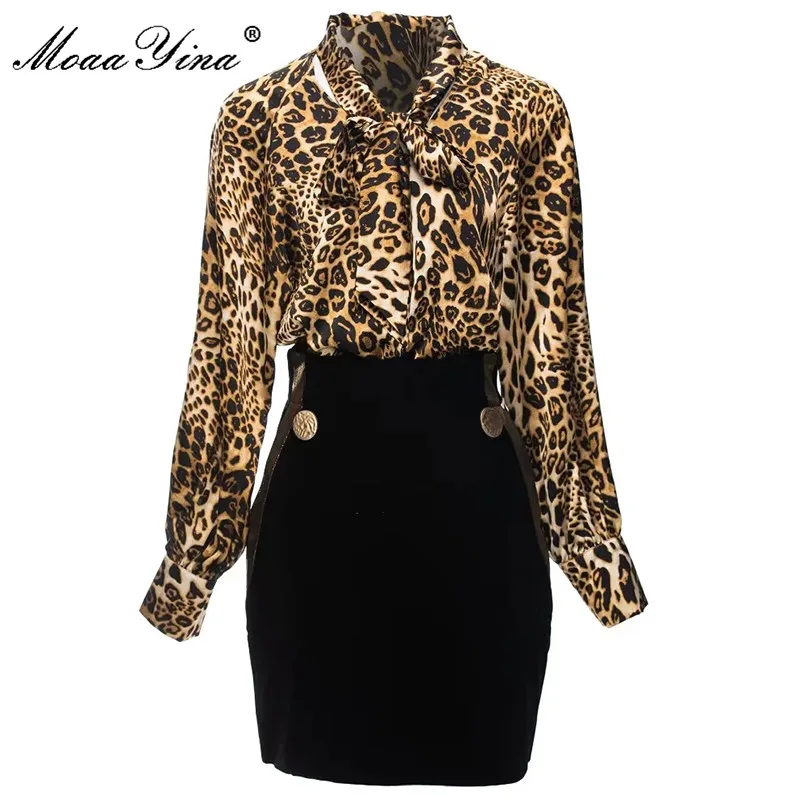 MoaaYina Fashion Designer Suit Spring Summer Women's Turn-down Collar Lantern Long Sleeve Leopard Top+Skirt 2 Pieces Set
MoaaYina Fashion Designer Suit Spring Summer Women's Turn-down Collar Lantern Long Sleeve Leopard Top+Skirt 2 Pieces Set