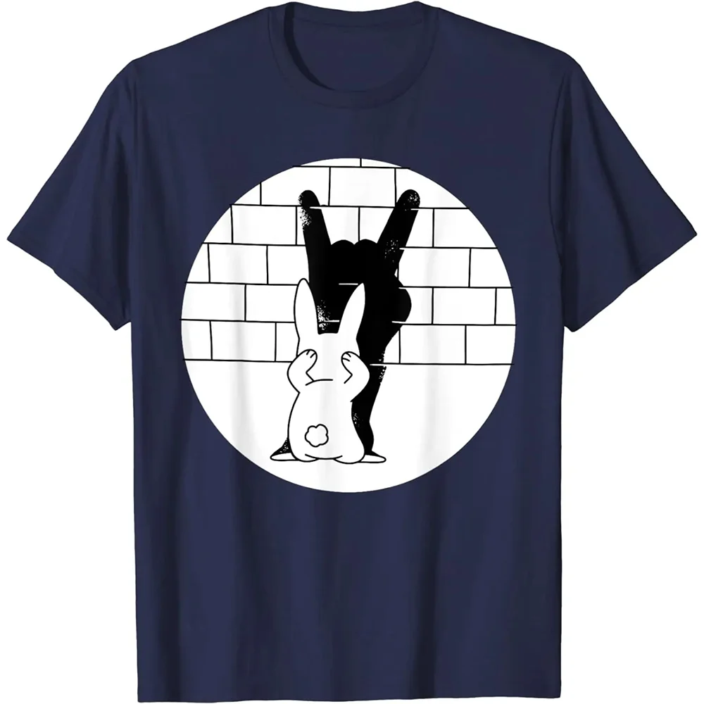 

Funny Rabbit Bunny Animal Shadow Puppet T-Shirt for Men Women Easter Love Gesture Casual COTTON Soft Touch Comfortable