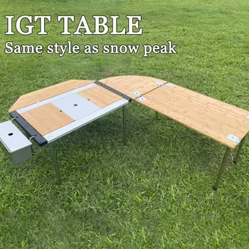 스노우 피크 IGT 접이식 야외 캠핑 테이블, 텔레스코픽 다리 조합 테이블, 스테인레스 스틸 IGT 테이블 액세서리