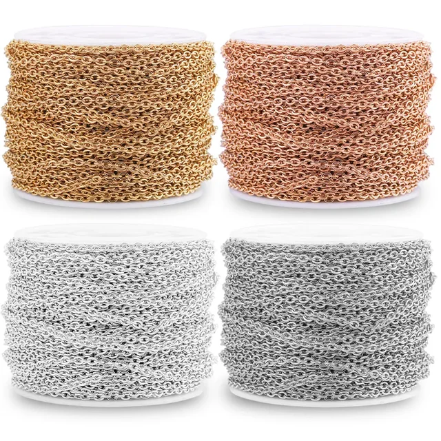 JOfor-Bijoux en acier inoxydable, 2m, fournitures exécutives, câble, or rose, collier en argent, résultats de bijoux à bricoler soi-même, vente en gros 1