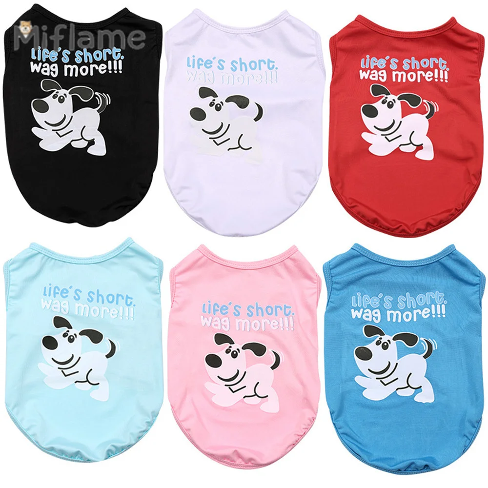 

Miflame Spring Summer Pet Clothes Cute Printed Dog Cat Cotton Tank Top Fashion Small Dogs Vest Teddy Bichon Pomeranian