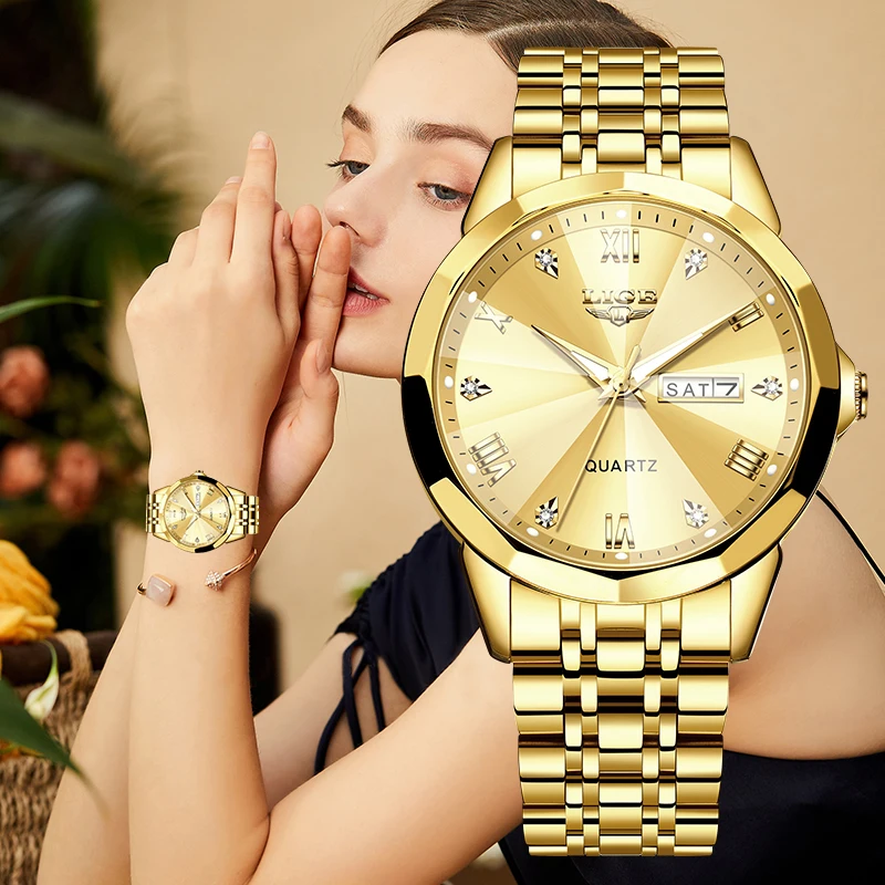 

LIGE Luxury Fashion Quartz Woman Watch Elegant Waterproof Date Stainless Women Wristwatch Luminous Week Ladies Clock Reloj Mujer