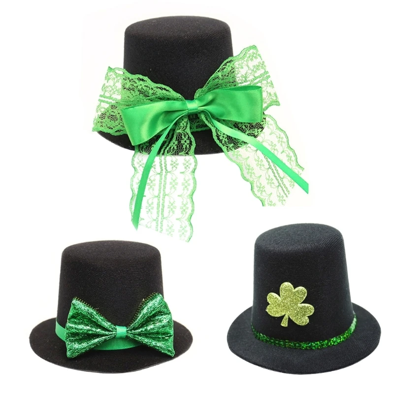 

St Patrick Day Celebration Hair Clip Festival Hair Pin Mini Hat Decorative Hairpins Headdress Holiday Head Accessories
