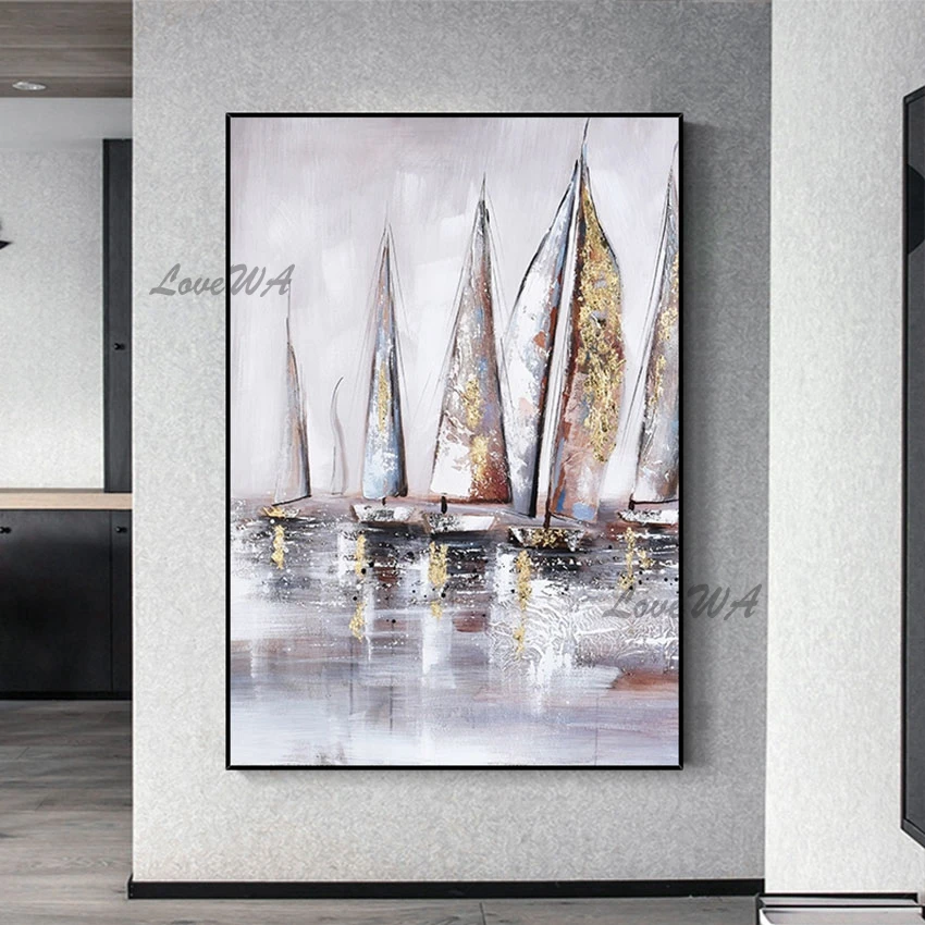 Gold Foil Abstract Sailboat Paintings No Frame Modern Art Wall Pictures For Living Room Decor Handmade Paintings On Canvas
Gold Foil Abstract Sailboat Paintings No Frame Modern Art Wall Pictures For Living Room Decor Handmade Paintings On Canvas