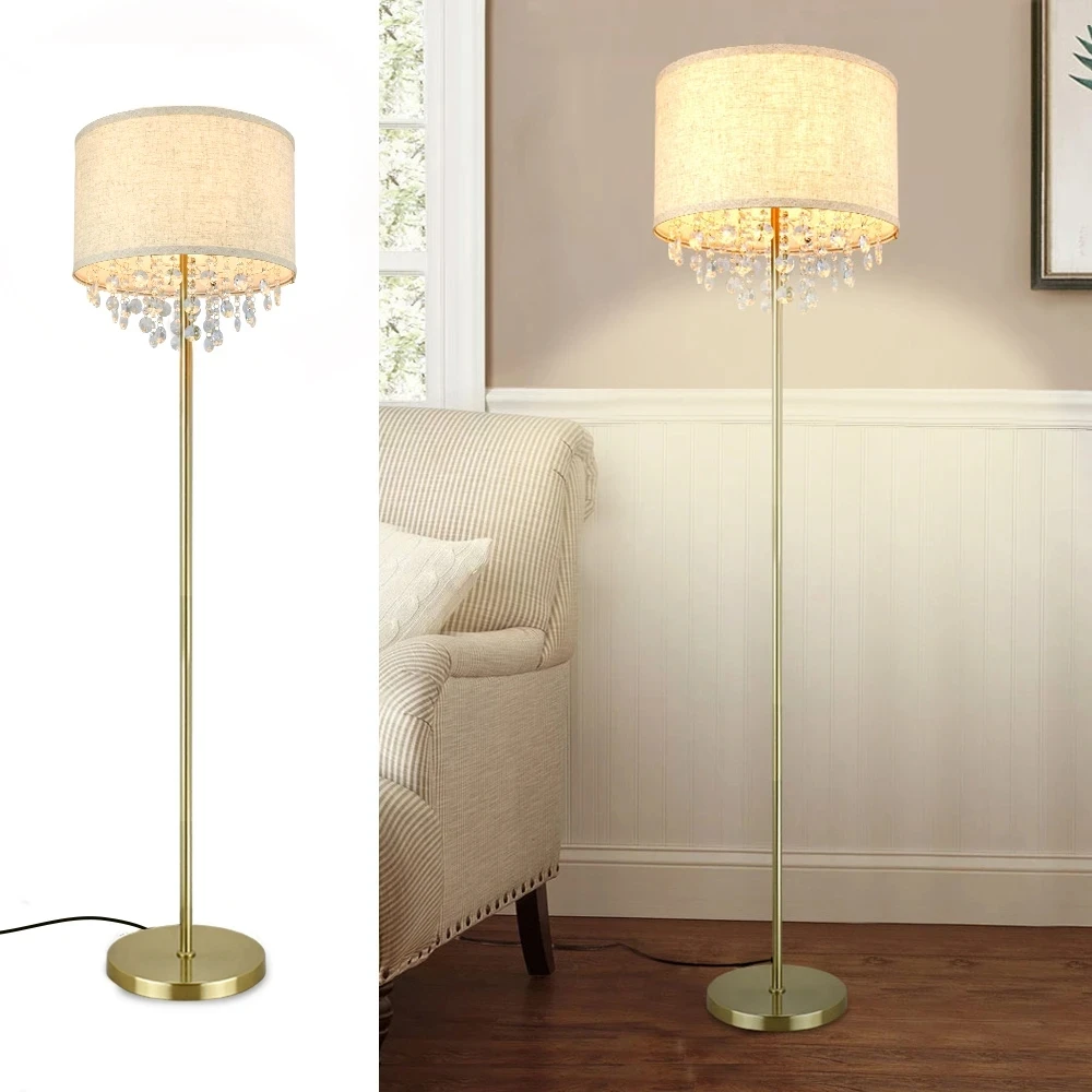 

Лампа напольная в нордическом стиле, современный минималистичный светильник с высоким стержнем, с кристаллами, для гостиной, офиса, спальни, E26