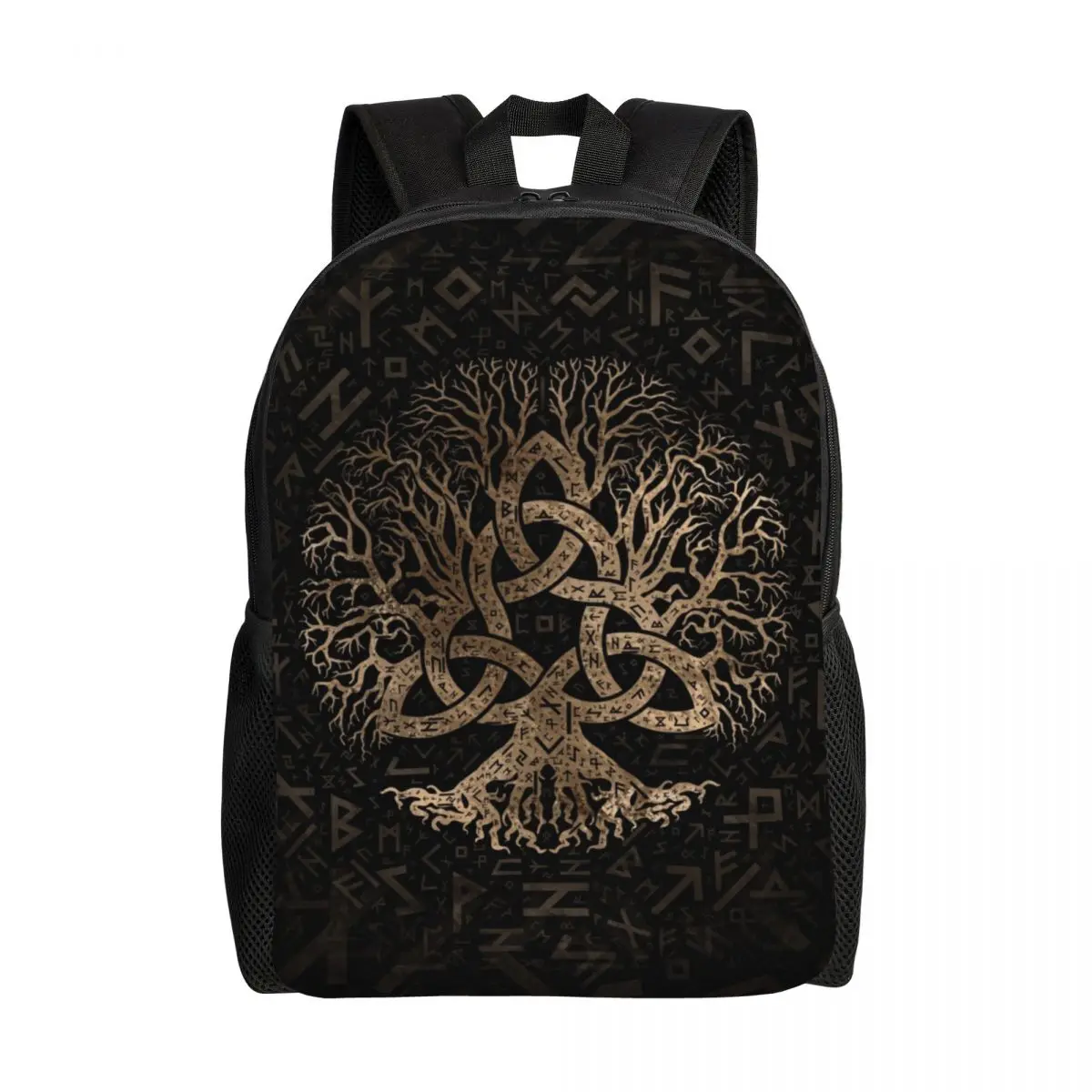 

Tree Of Life With Triquetra On Futhark Pattern Laptop Backpack Bookbag for College School Student Viking Norse Yggdrasil Bags