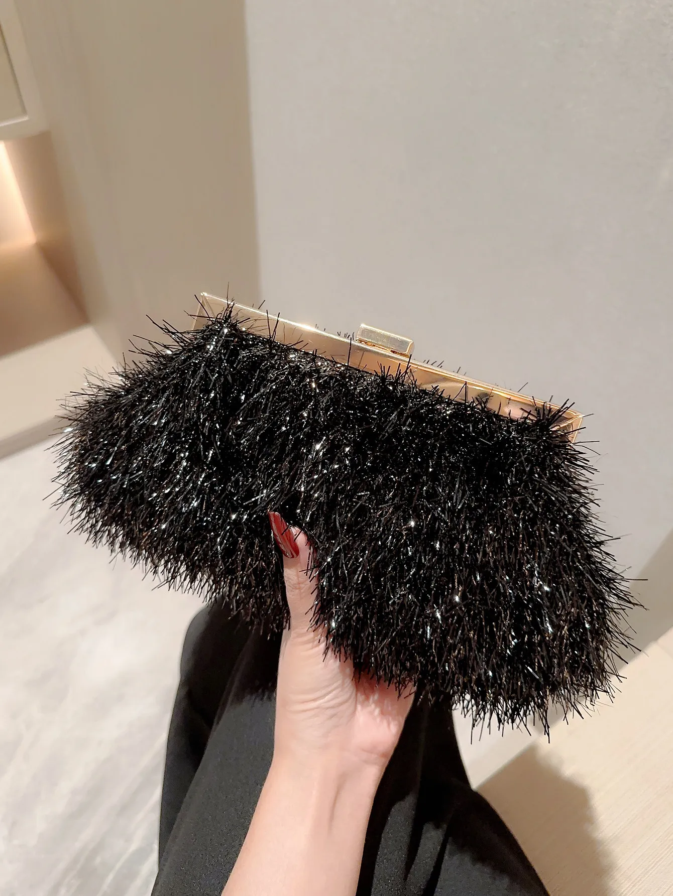 

Fashion Bag For Women Feathers Clutch Small Champagne Ceremony Evening Bag Ladies Pink Banquet Dress Purses Feather Party Bags