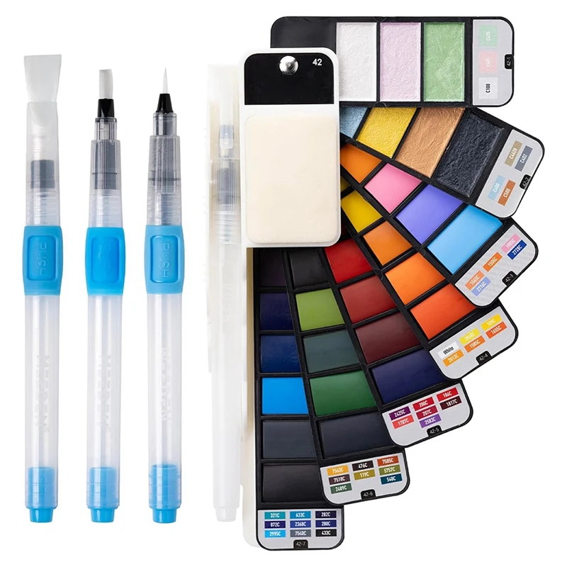 Travel Watercolor Paint Set: 42 Assorted Colors Portable Water Color Palette With 4 Brushes
Travel Watercolor Paint Set: 42 Assorted Colors Portable Water Color Palette With 4 Brushes