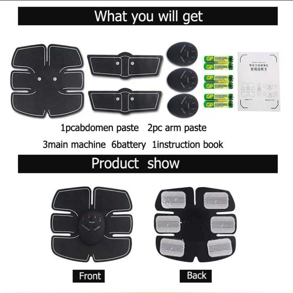 

Gel Pads Slimming Device Fitness Abdominal Trainer Arm Abdomen Trainer Hip Muscle Stimulator Massager EMS Muscle Stimulator