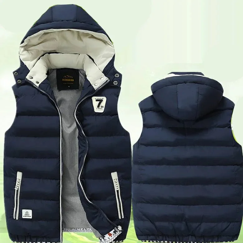 

New 2024 Casual Outwear Hat Detachable Outer Vest Brand Men's Winter Sleeveless Jackets Men Hooded Warm Down Chalecos