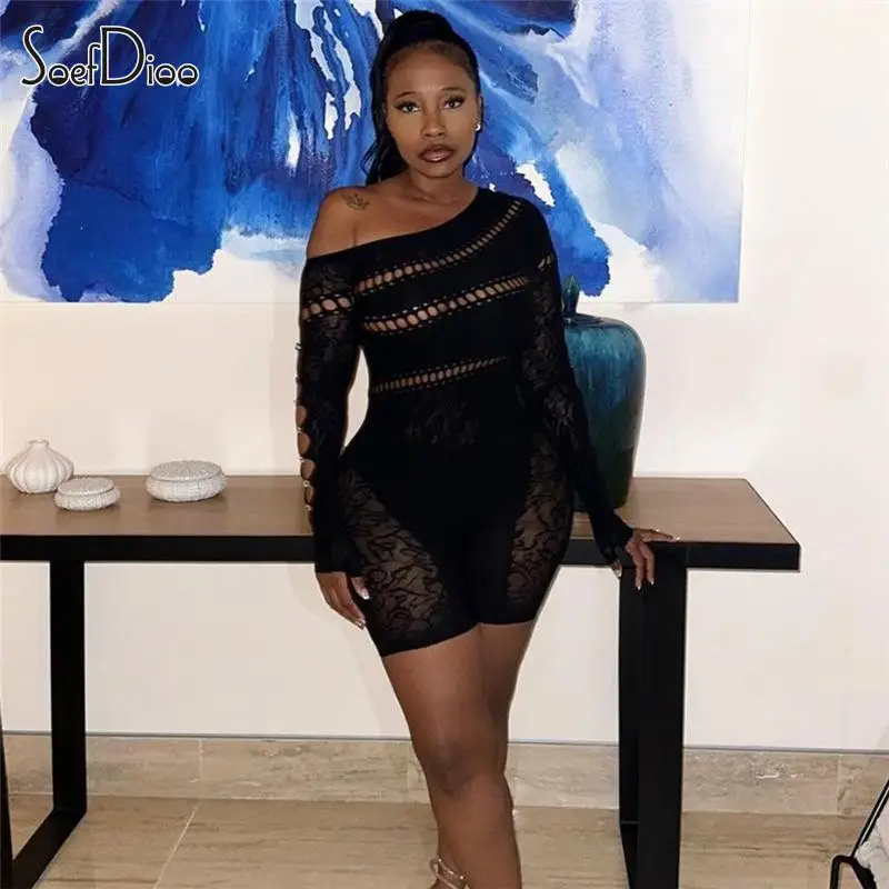 Soefdioo Knit Mesh Patchwork Hollow Out Playsuit Women Fashion See Through Long Sleeve Diagonal Collar Rompers 2023 Sexy Outfits
Soefdioo Knit Mesh Patchwork Hollow Out Playsuit Women Fashion See Through Long Sleeve Diagonal Collar Rompers 2023 Sexy Outfits