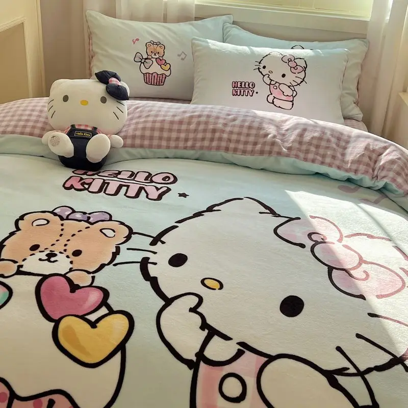Hellokittys Velvet Four Piece Set Flannel Coral Fleece Pillowcase Quilt Bed Covers Dormitory Home Anti-Static Soft Comfortable
Hellokittys Velvet Four Piece Set Flannel Coral Fleece Pillowcase Quilt Bed Covers Dormitory Home Anti-Static Soft Comfortable