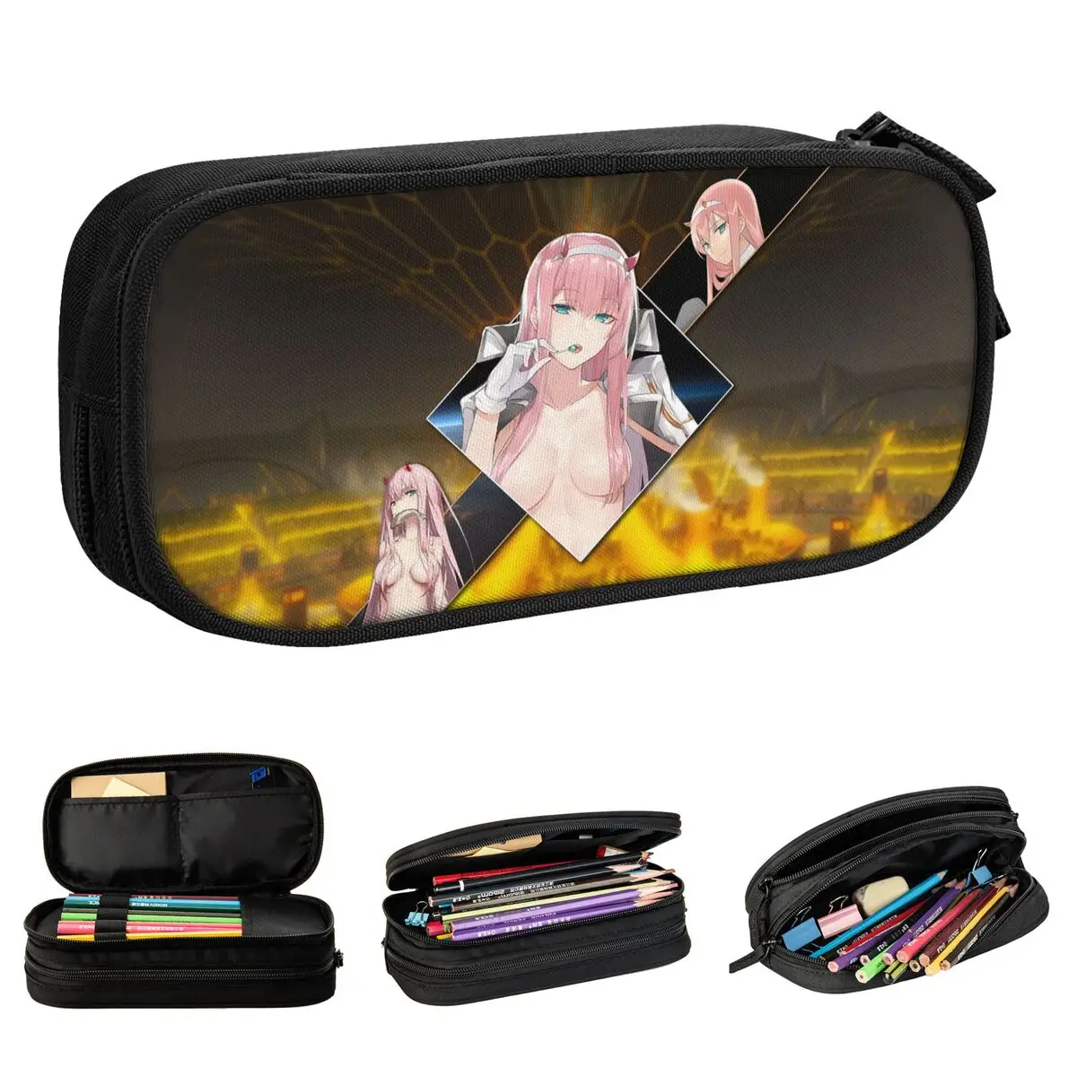 

Darling In The Franxx Zero Two Pencil Case Anime Kiss of Death Pen Box Bag Girl Boy Large Storage Students School Pencilcases