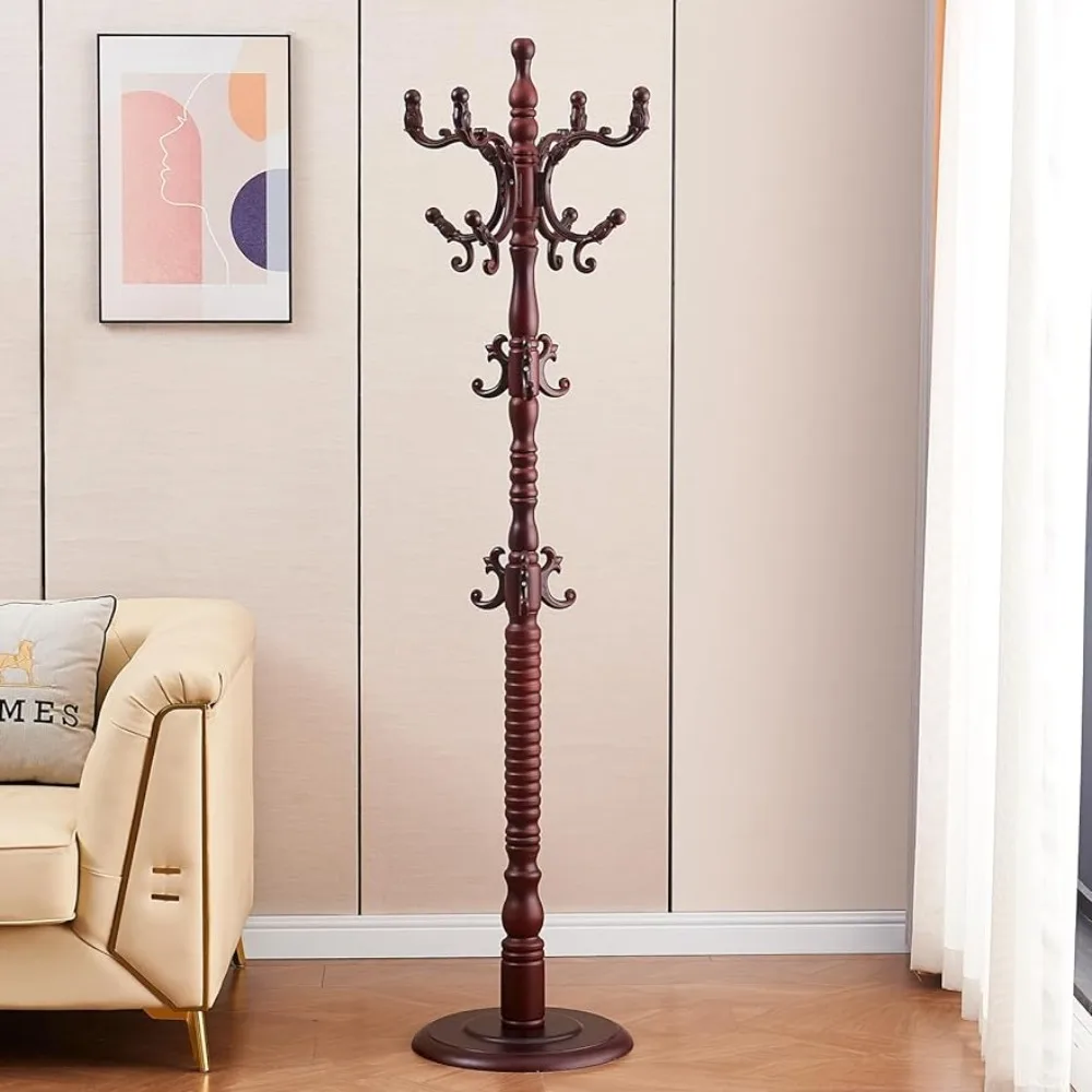 Wood Coat Rack Freestanding, Wooden Entryway Tree Coat Rack Stand Coat Hanger Stand, Hat Tree with 14 Hooks & Stable Disc Base
Wood Coat Rack Freestanding, Wooden Entryway Tree Coat Rack Stand Coat Hanger Stand, Hat Tree with 14 Hooks & Stable Disc Base