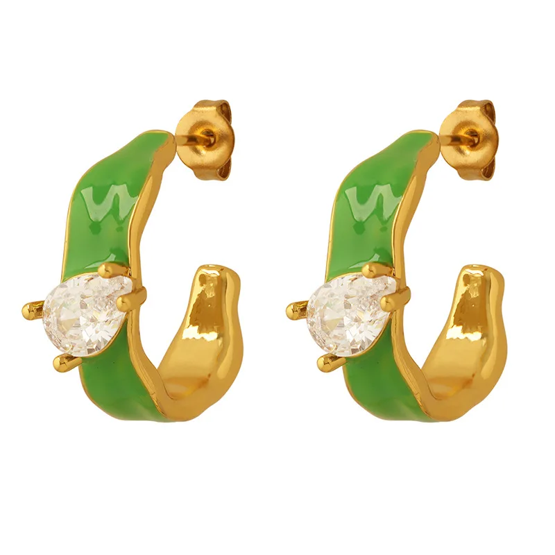 Gift for Women Enamel Drop Earrings Oil Inlaid Zircon High-End Brass Material Geometric Bright Green Eardrop
Gift for Women Enamel Drop Earrings Oil Inlaid Zircon High-End Brass Material Geometric Bright Green Eardrop