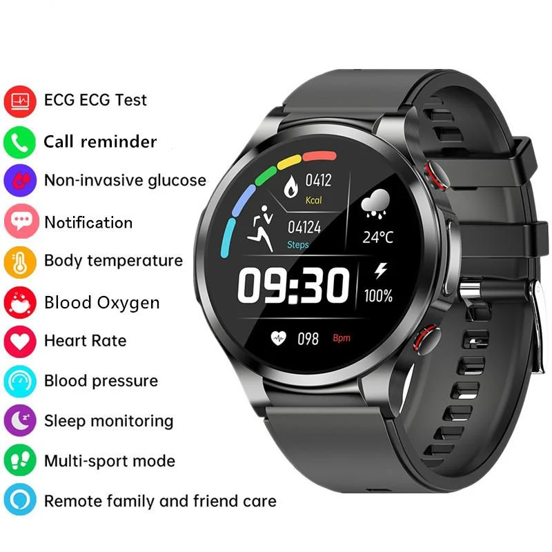 

2023 New Smart Watch Men Blood Glucose ECG Monitor Blood Oxygen Body Temperature Sports Waterproof Health Monitoring Smartwatch
