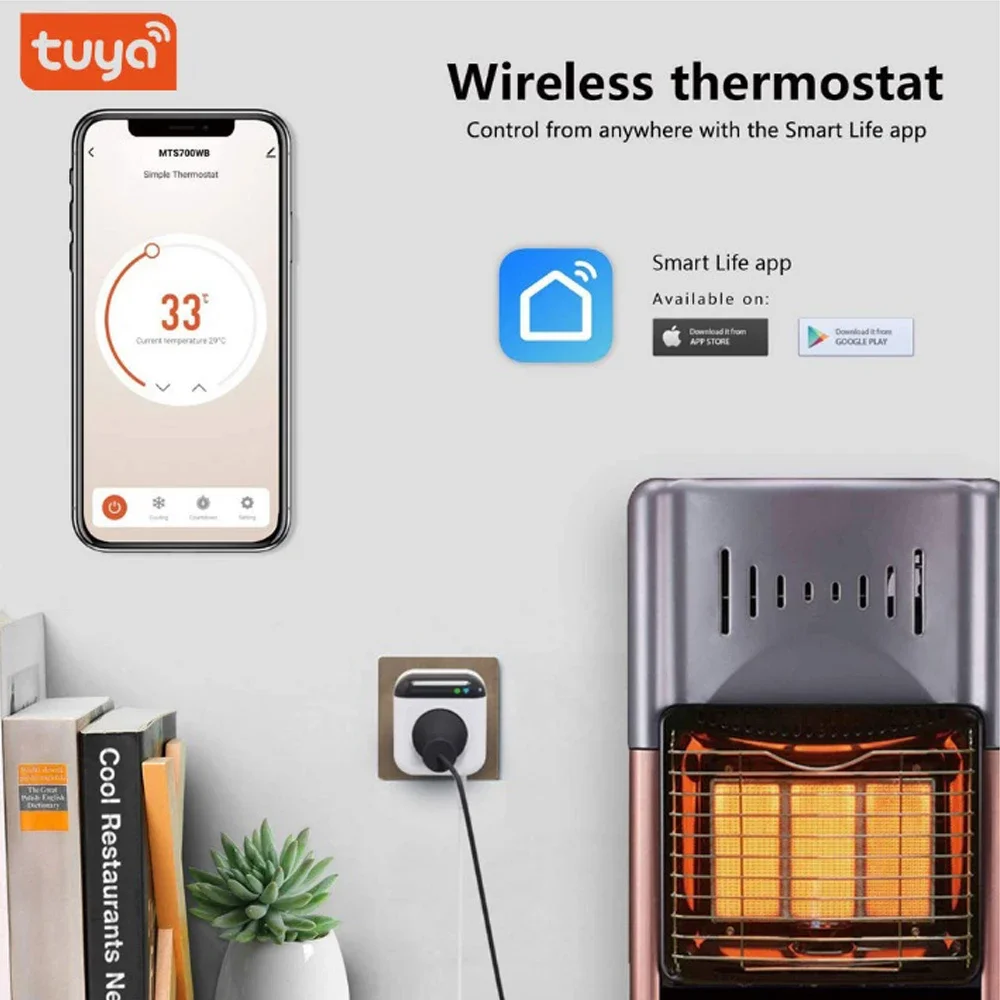 

Tuya Programmable WiFi Smart Thermostat Plug Outlet Temperature Controller Smart Home Thermoregulator Socket Alexa Google Home