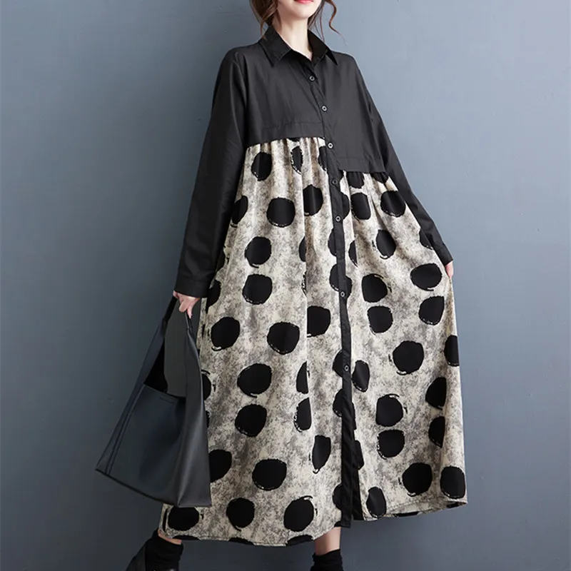 Japanese Style Print Dot Tie Dye Patchwork Chic Girl Single Breasted Loose Autumn Blouse Dress Fashion Women Spring Casual Dress
Japanese Style Print Dot Tie Dye Patchwork Chic Girl Single Breasted Loose Autumn Blouse Dress Fashion Women Spring Casual Dress