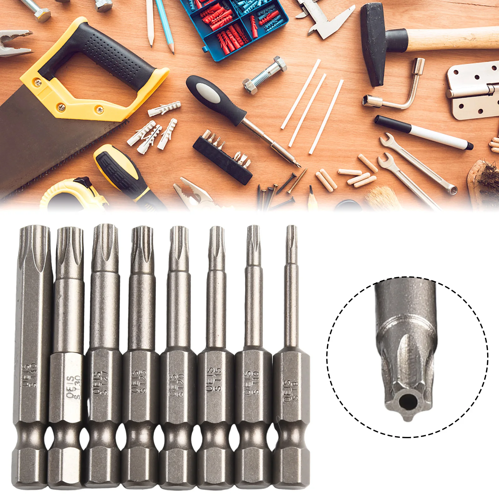 

8pcs 50mm 1/4 Hex Shank Torx Screwdriver Bits Set Magnetic Five-Point Torx Head Screw Driver Bits Electric Screwdrivers T8-T40