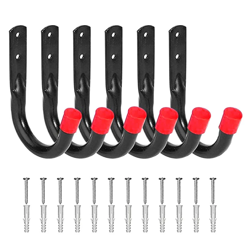 

Heavy Duty Garage Hooks For Hanging, 6Pcs Garage Storage Hooks For Extension Cord Tool With Wall Anchors And Screws