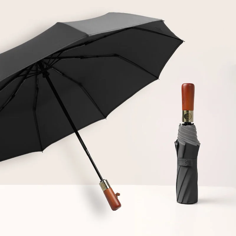 Big Umbrella Men Business Style 3 Folding Automatic Umbrella Rain Reflective 10K Windproof Large Golf Umbrellas Wooden Handle
Big Umbrella Men Business Style 3 Folding Automatic Umbrella Rain Reflective 10K Windproof Large Golf Umbrellas Wooden Handle