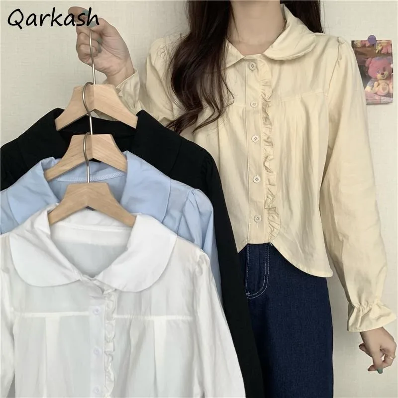 Long Flare Sleeve Shirts Women Peter Pan Collar Autumn Winter Sweet Slim Fit Students All-match Button-up Pleated Ruffles Soft
Long Flare Sleeve Shirts Women Peter Pan Collar Autumn Winter Sweet Slim Fit Students All-match Button-up Pleated Ruffles Soft