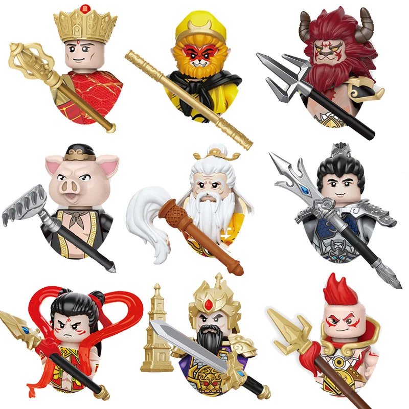 

Ancient Chinese Mythological Figures Journey to the West Sun Wukong Tang Monk Zhu Bajie Cartoon Model Building Blocks Kids Toys