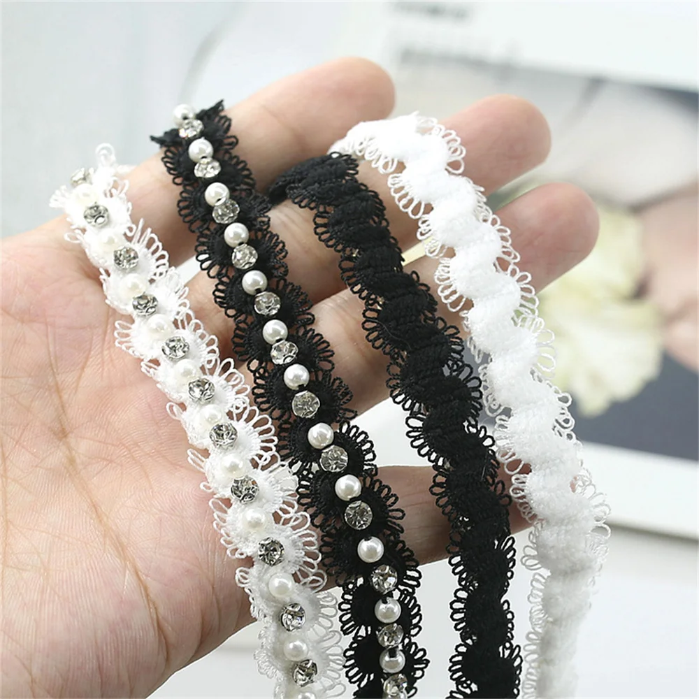 2 Yards/Lot 15mm White Black Pearl Beaded Elastic Lace Trim Tape Ribbon Fabric Collar Dress Sewing Garment Headdress Materials
2 Yards/Lot 15mm White Black Pearl Beaded Elastic Lace Trim Tape Ribbon Fabric Collar Dress Sewing Garment Headdress Materials