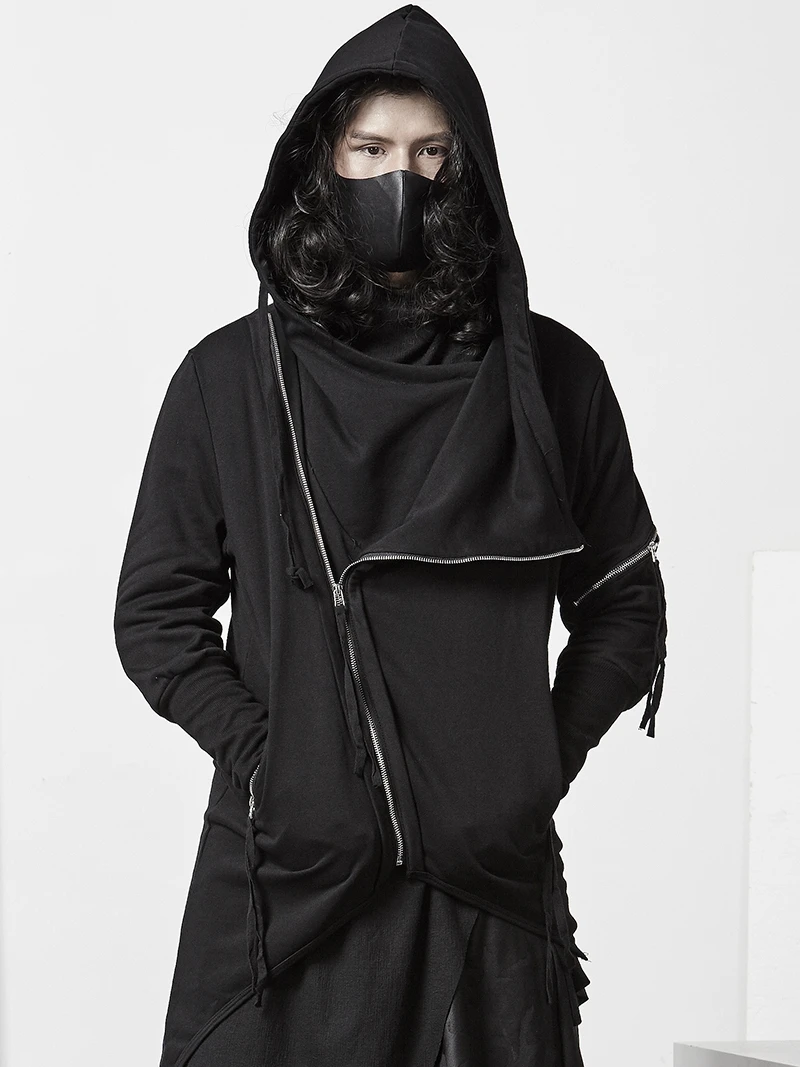 

Gothic Coat Dark men's Fall And Winter Fashion Slim Hoodie Yamamoto Asymmetrical Design Heavy