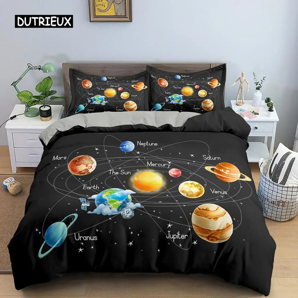 

Комплект постельного белья с 3D рисунком Галактики, пододеяльник, двойной размер, мягкие удобные пододеяльники, 2/3 шт., полиэстеровое одеяло, чехол, домашний текстиль
